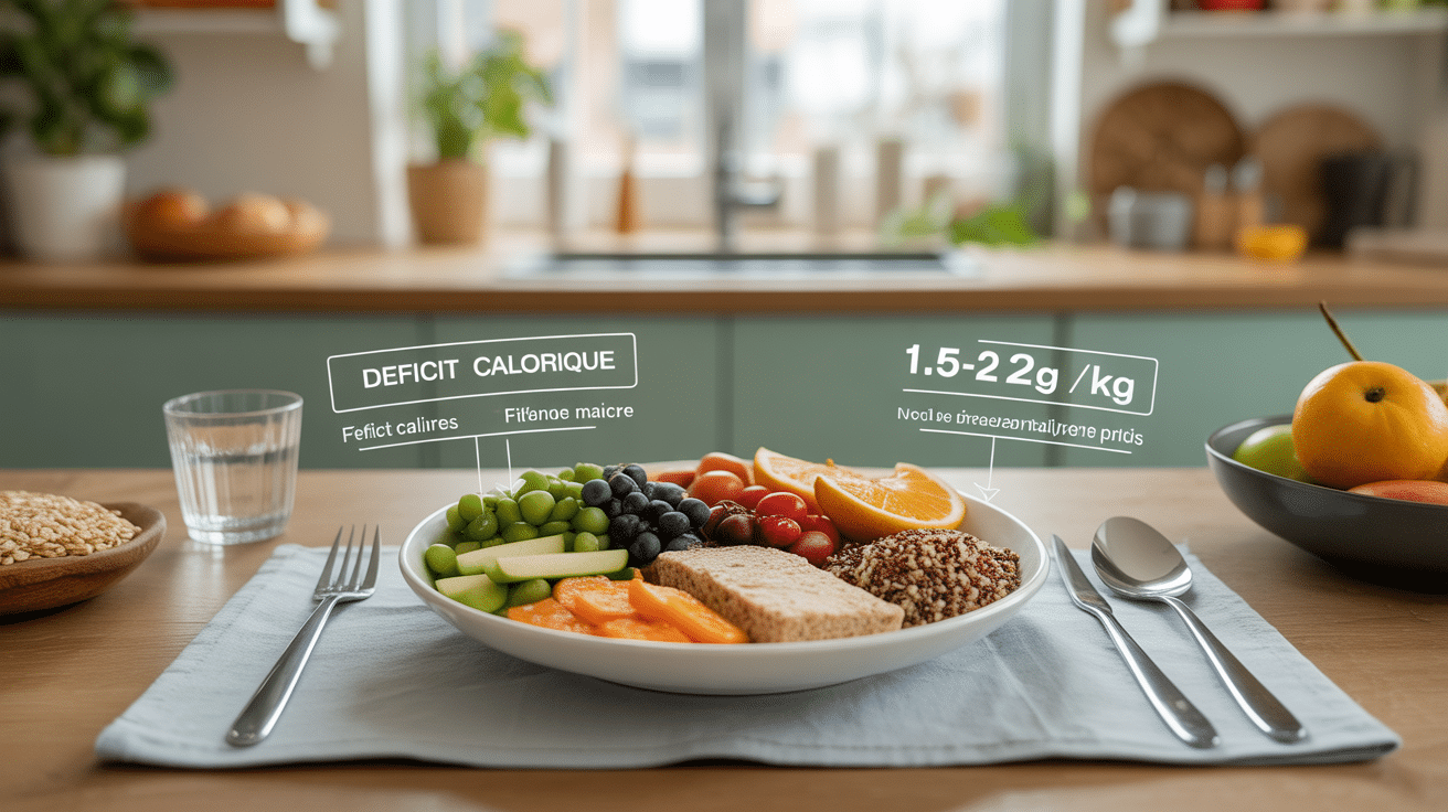 Assiette deficit calorique proteines abdos visibles