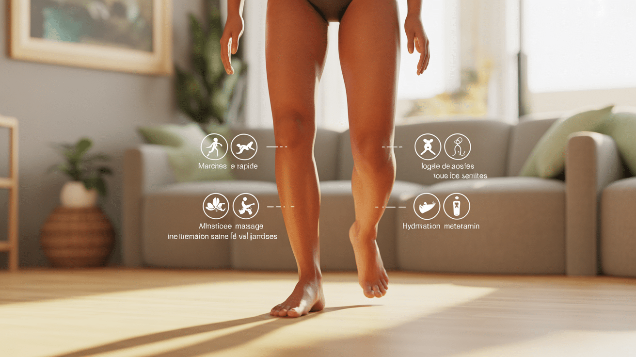 Activités pour jambes fines marche yoga massage alimentation hydratation