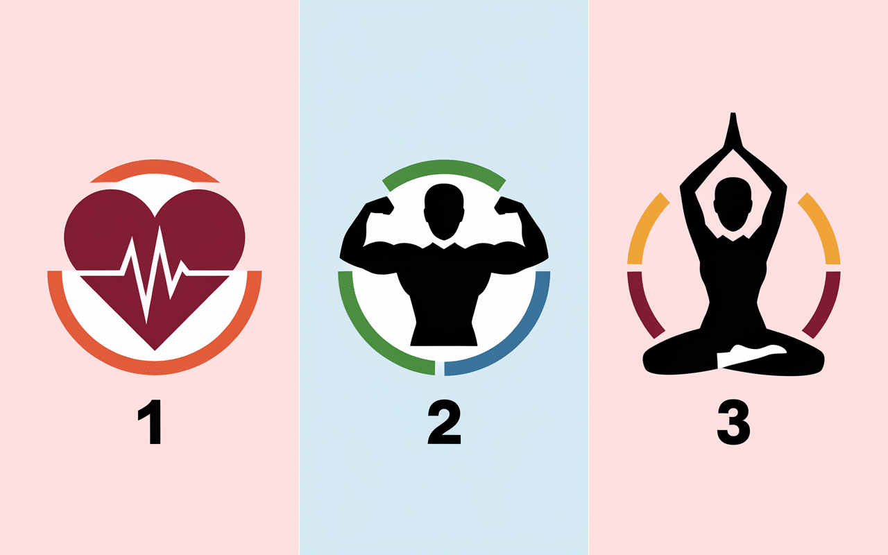 Infographie pilier fitness : coeur, muscle, yoga, chiffres