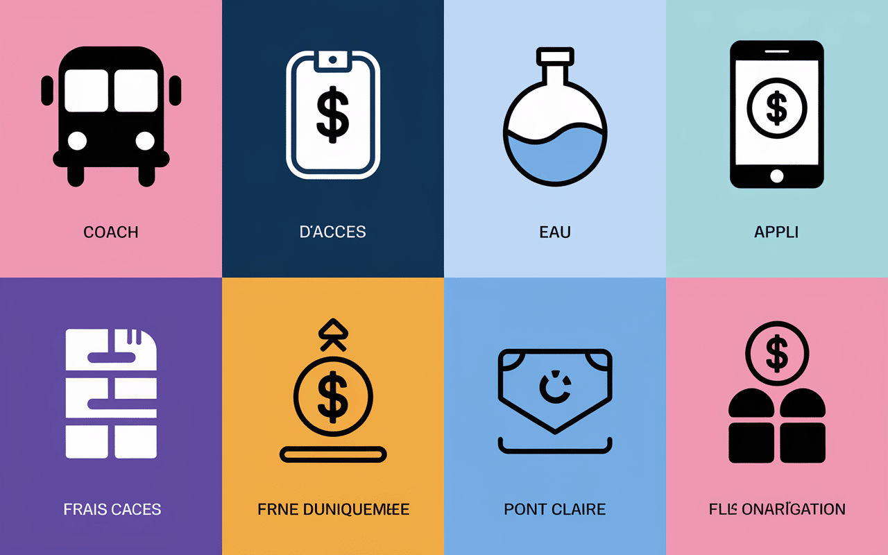 Pictogrammes options abonnements salle de sport coach appli frais