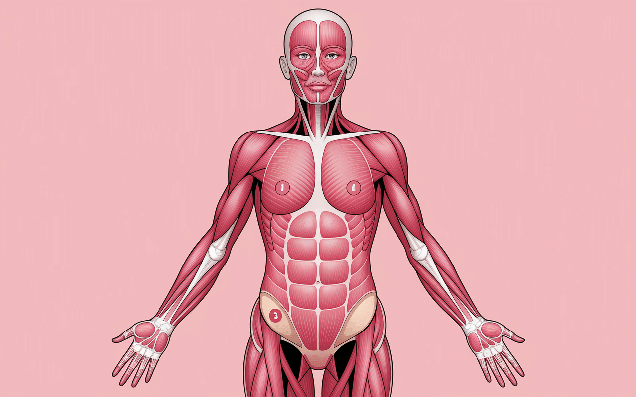Schéma muscles clés abdominaux femme visible pour exercices abdos femmes