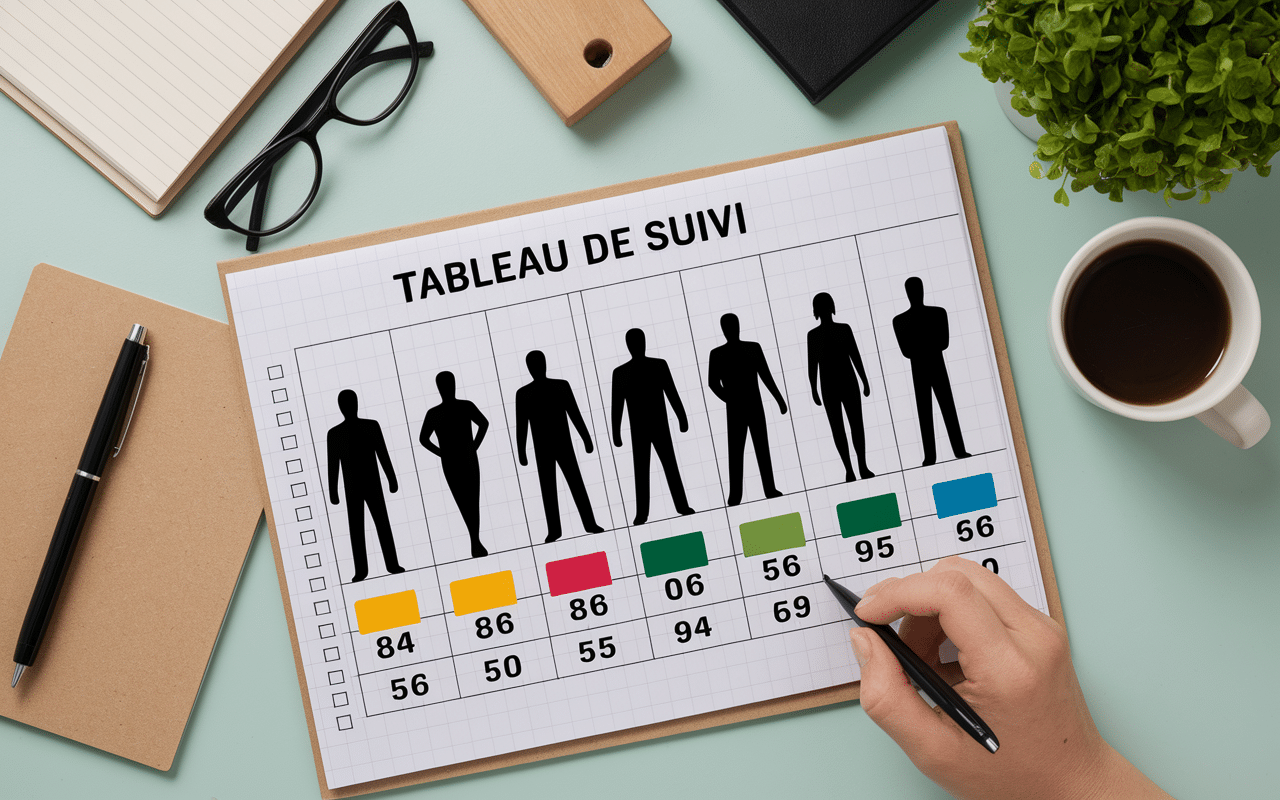 seche musculation tableau progression alimentaire checklist