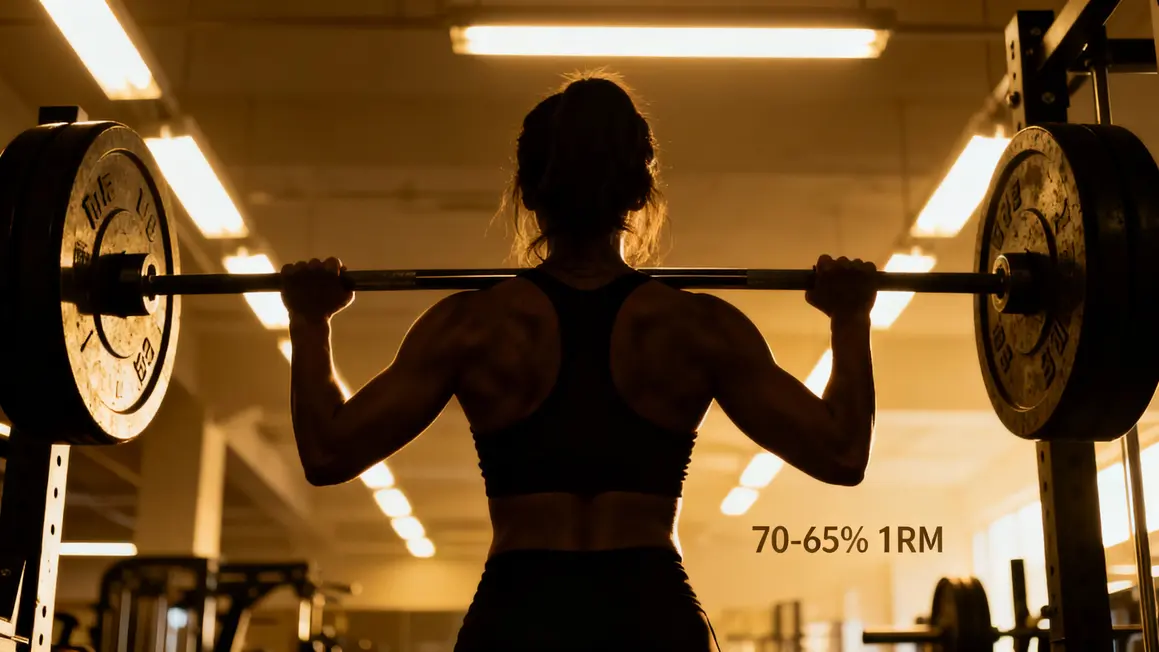 Femme de dos barre chargee musculation tonicité musculaire