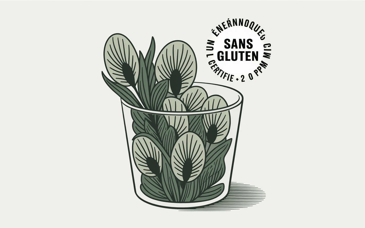 Bol flocons d'avoine sans gluten certifié, symbole sans gluten