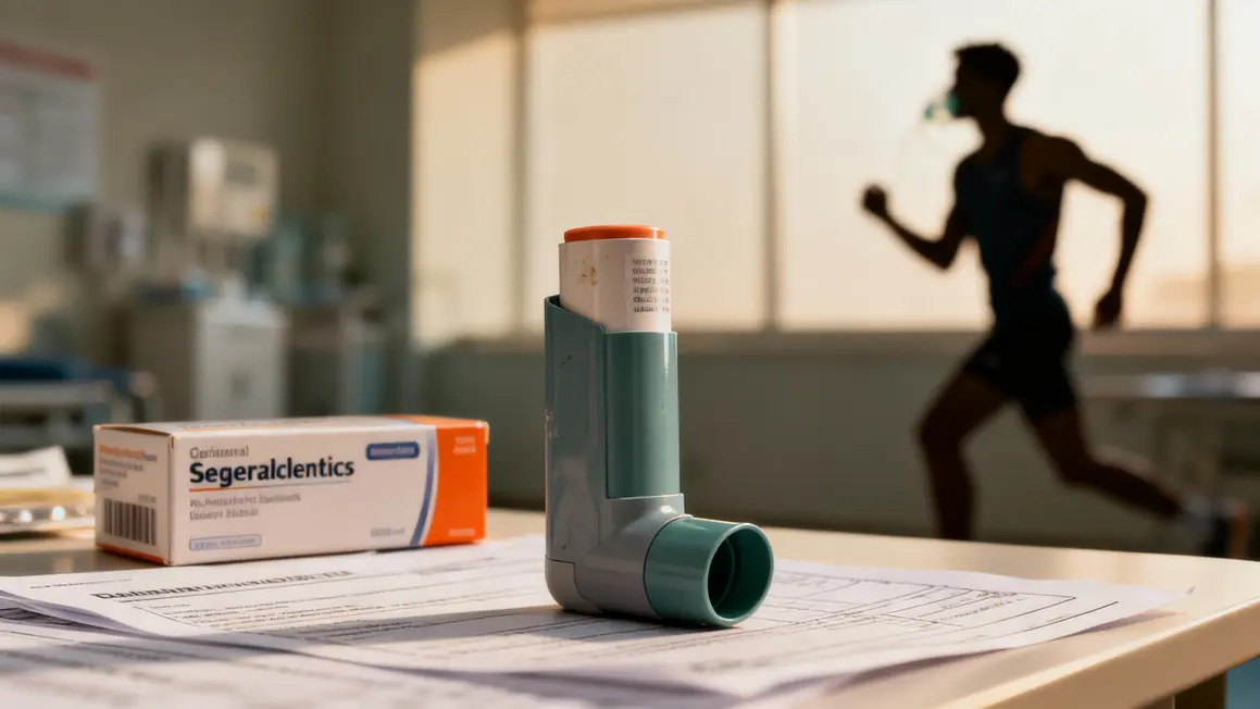 inhalateur et medicaments sur table sportive