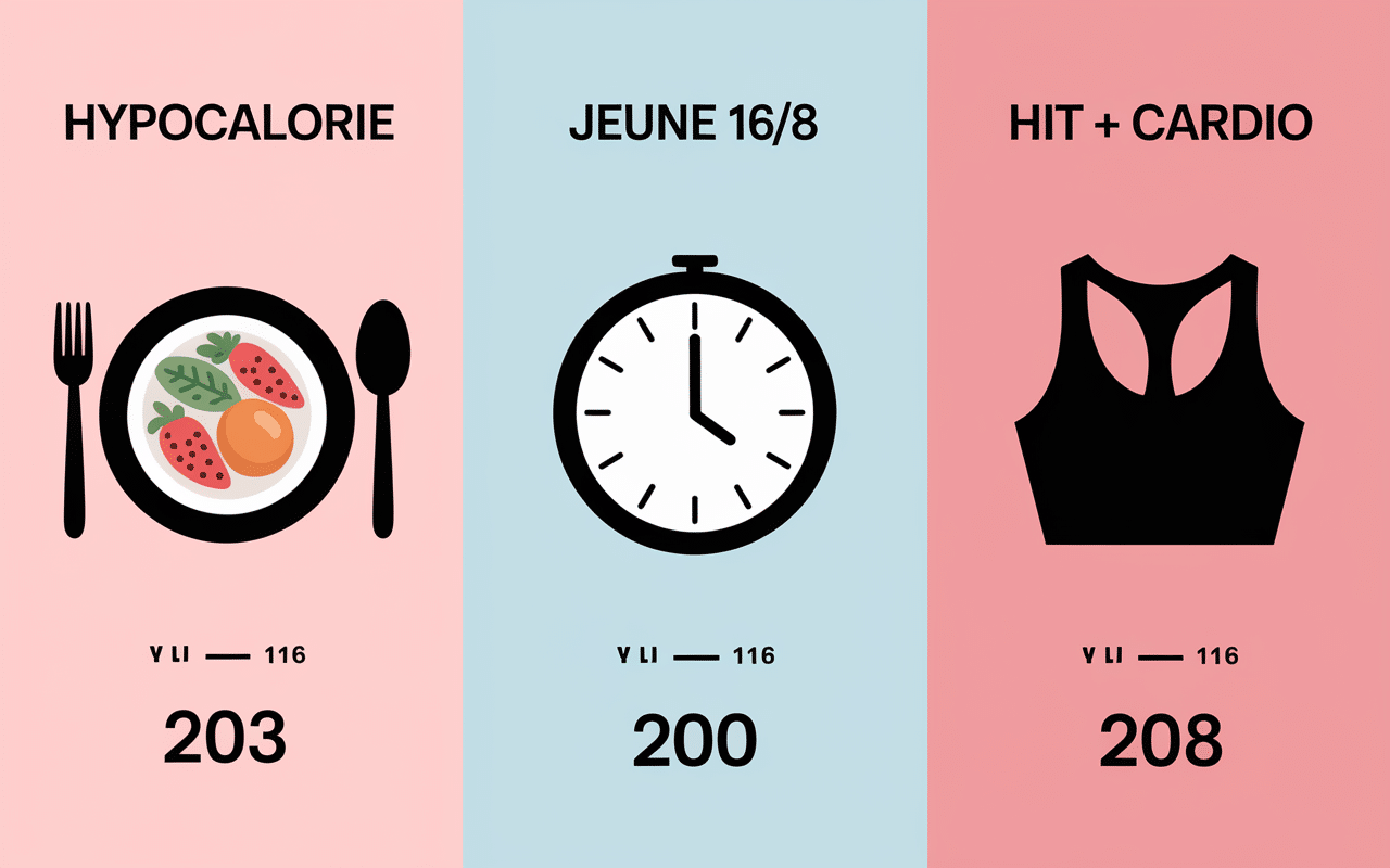 Tableau menu perte 10 kg, pictogrammes régime cardio, chiffres perte rapide