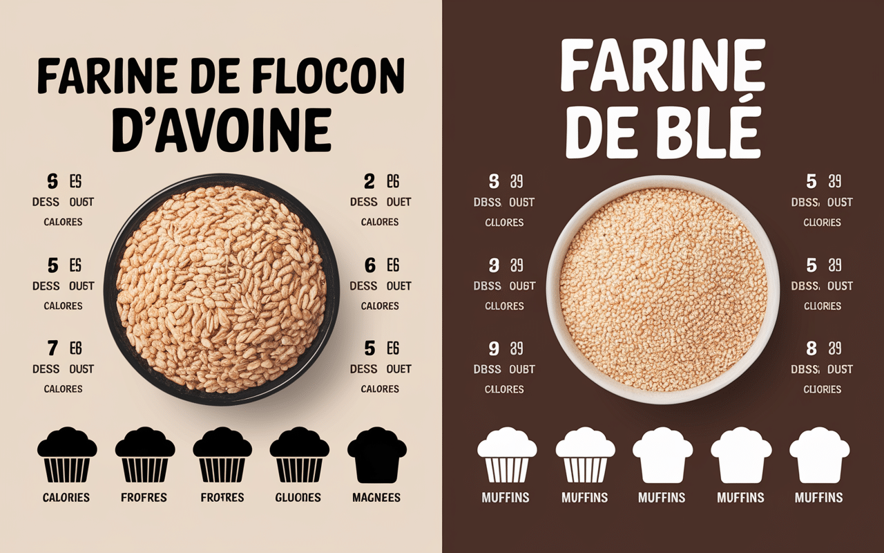 Comparatif nutrition farine de flocon d avoine ble calories fibres IG