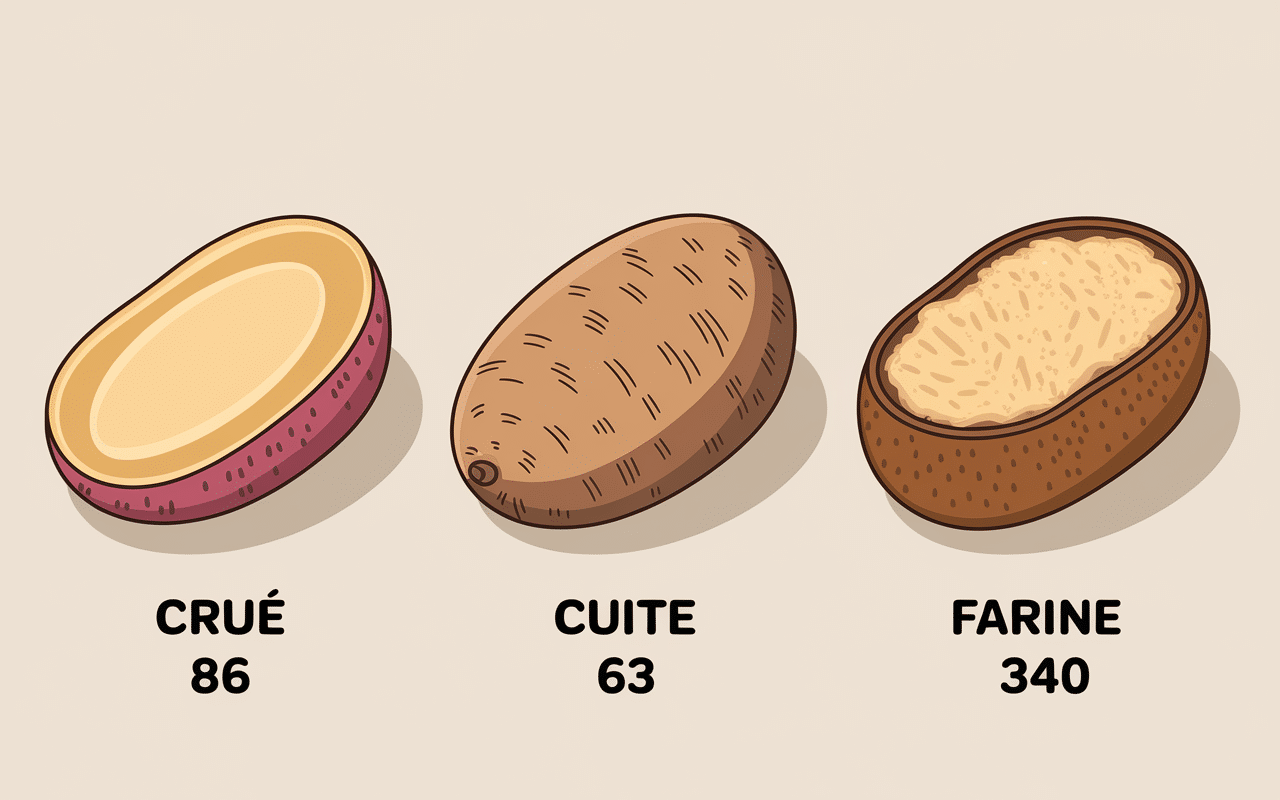 calorie dans une patate douce portions crue cuite farine
