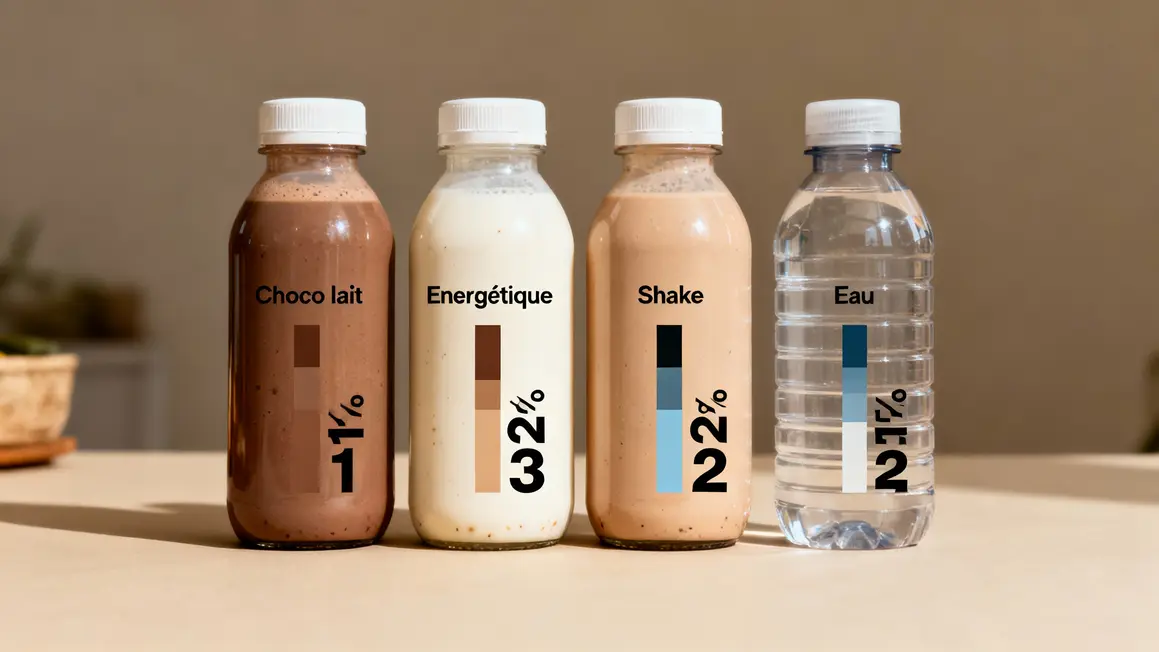 barres glucides protéines hydratation prix chocolat au lait autres boissons