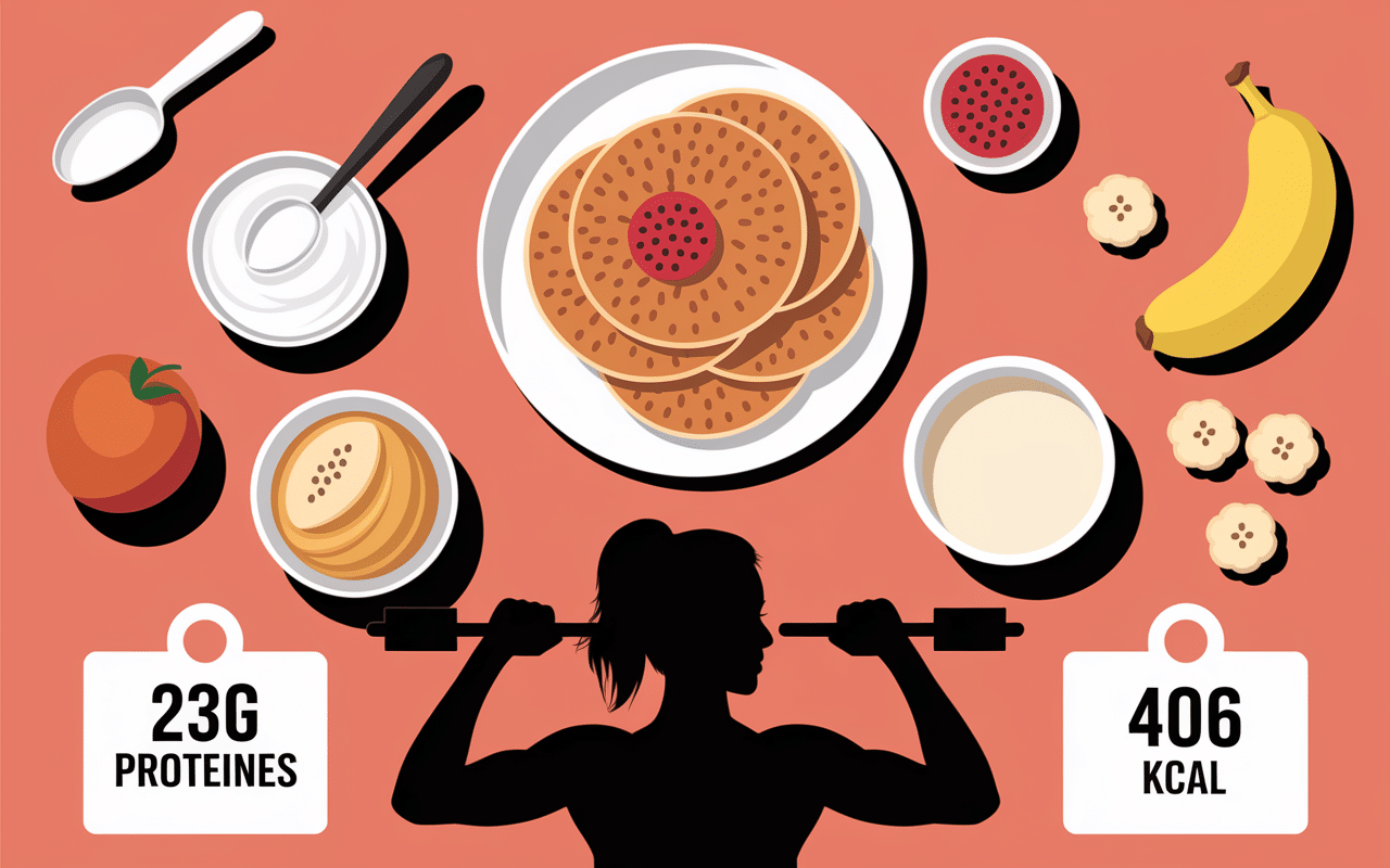 Plan rapproché pancakes proteine avec ingrédients