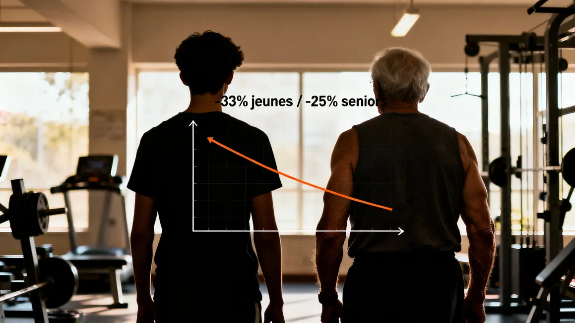 Jeune senior muscles moins prononcés courbe perte force