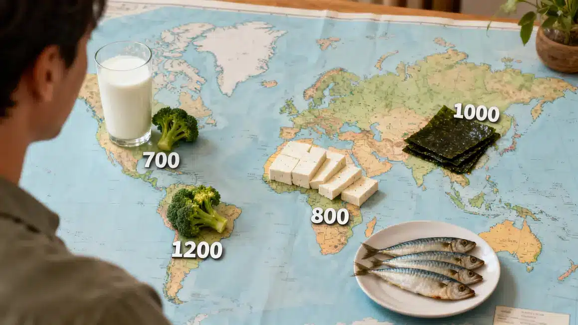 carte monde recommandations calcium
