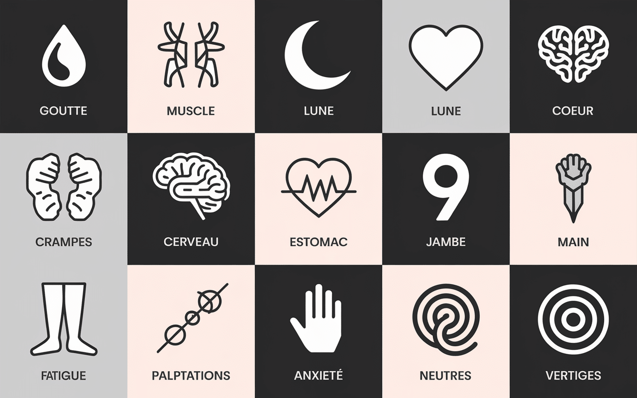symptome de manque de magnesium icones infographie