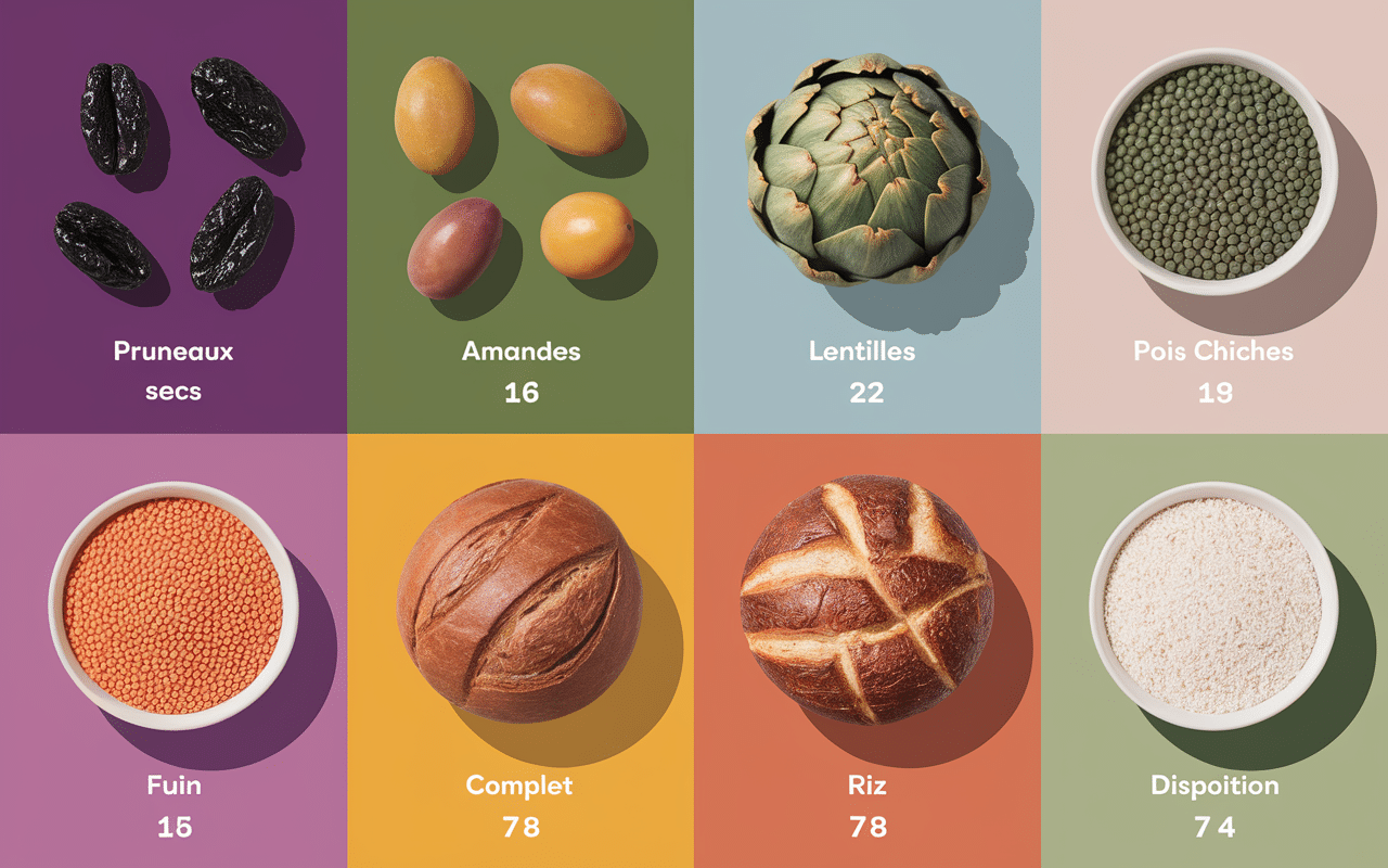 visuel aliments avec des fibres etiquettes