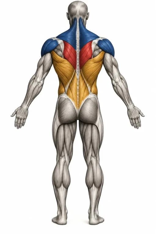 Schéma anatomique des principaux muscles sollicités en dos musculation